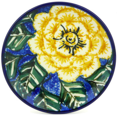 Polish Pottery Mini Plate, Coaster plate Butter Blooms UNIKAT