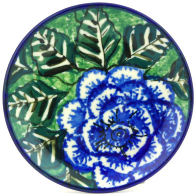 Polish Pottery Mini Plate, Coaster plate Butterblue UNIKAT
