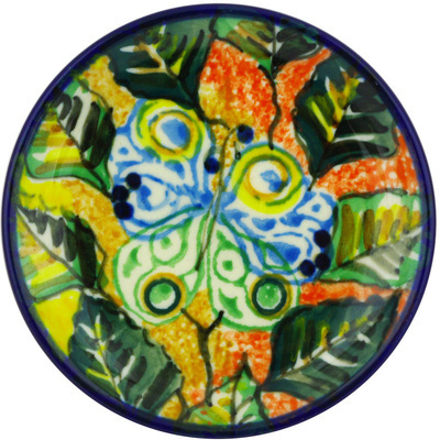 Polish Pottery Mini Plate, Coaster plate Butterleaf UNIKAT