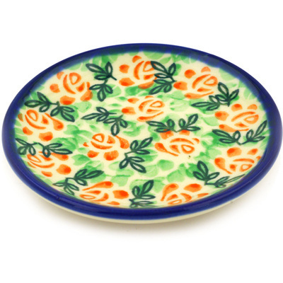 Polish Pottery Mini Plate, Coaster plate Cabbage Rose Field