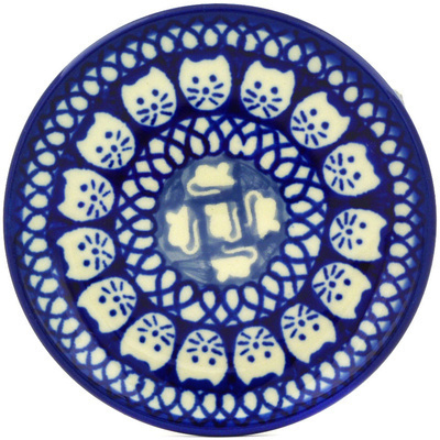 Polish Pottery Mini Plate, Coaster plate Cat And Mouse Brigade UNIKAT