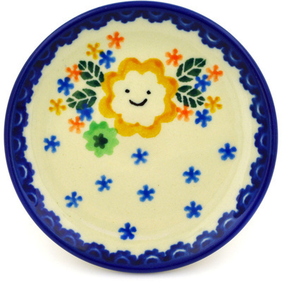 Polish Pottery Mini Plate, Coaster plate Children&#039;s Happy Garden