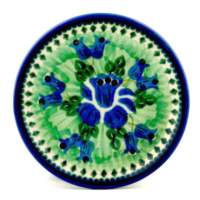 Polish Pottery Mini Plate, Coaster plate Cobalt Daffodil UNIKAT