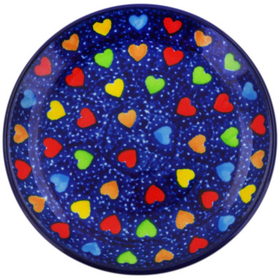 Polish Pottery Mini Plate, Coaster plate Colourful Dot Show UNIKAT