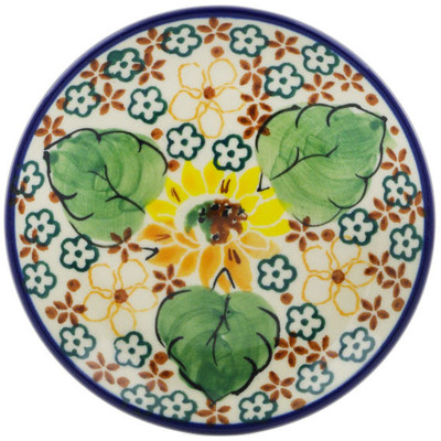 Polish Pottery Mini Plate, Coaster plate Country Sunflower UNIKAT