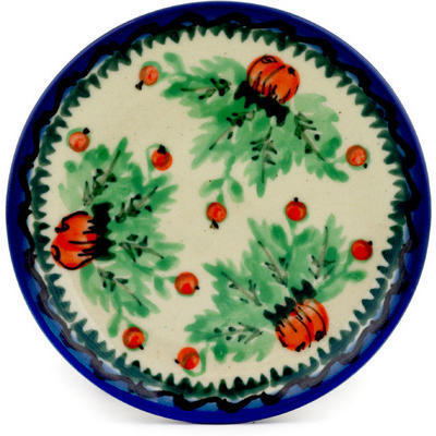 Polish Pottery Mini Plate, Coaster plate Cranberry Delight UNIKAT