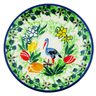 Polish Pottery Mini Plate, Coaster plate Crane In Tulip Splendor UNIKAT