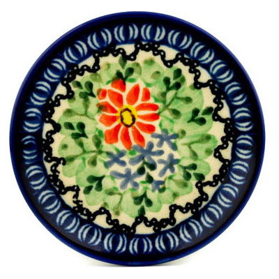 Polish Pottery Mini Plate, Coaster plate Daisy Bushes UNIKAT