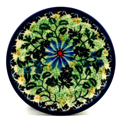 Polish Pottery Mini Plate, Coaster plate Daisy Circle UNIKAT