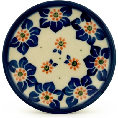 Polish Pottery Mini Plate, Coaster plate Daisy Ribbons
