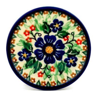 Polish Pottery Mini Plate, Coaster plate Dancing Periwinkle UNIKAT