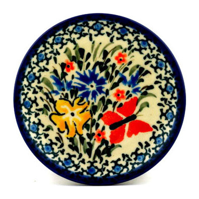 Polish Pottery Mini Plate, Coaster plate Daylight Garden UNIKAT