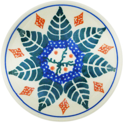 Polish Pottery Mini Plate, Coaster plate Diamond Leaf