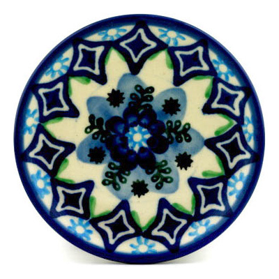 Polish Pottery Mini Plate, Coaster plate Diamond Poppies UNIKAT