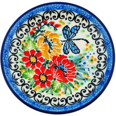 Polish Pottery Mini Plate, Coaster plate Dragonfly Meadow UNIKAT