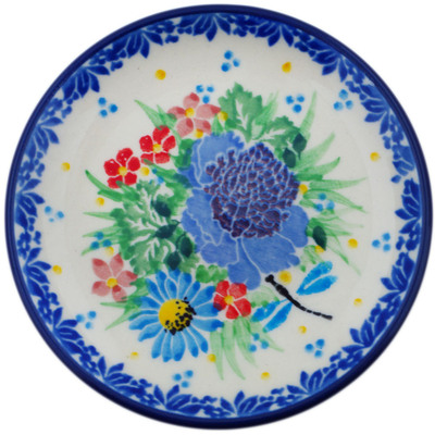 Polish Pottery Mini Plate, Coaster plate Dragonfly Paradise UNIKAT