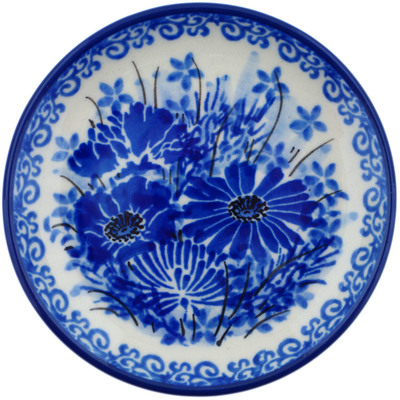 Polish Pottery Mini Plate, Coaster plate Dreams In Blue UNIKAT