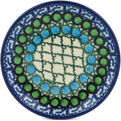 Polish Pottery Mini Plate, Coaster plate Emerald Basket UNIKAT