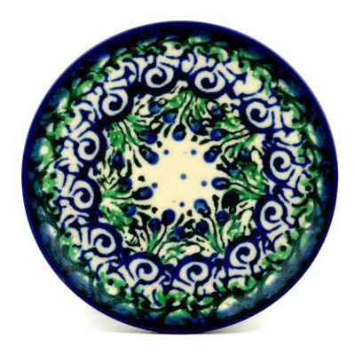 Polish Pottery Mini Plate, Coaster plate Emerald Garden UNIKAT