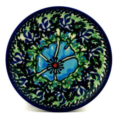 Polish Pottery Mini Plate, Coaster plate Emerald Glory UNIKAT