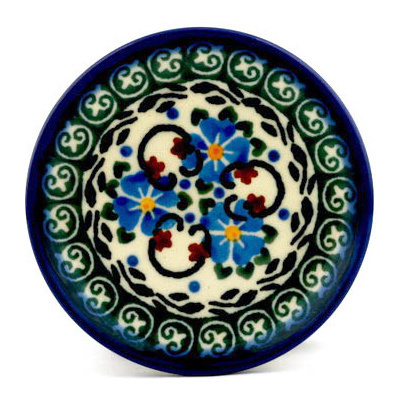 Polish Pottery Mini Plate, Coaster plate Emerald Shores UNIKAT