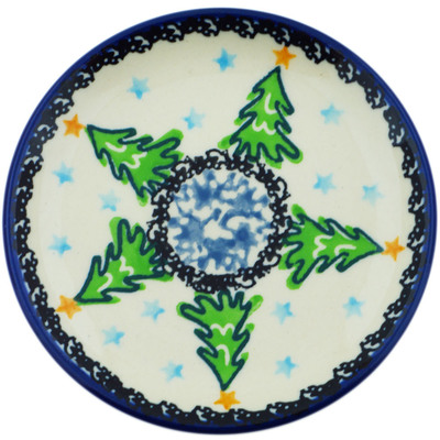 Polish Pottery Mini Plate, Coaster plate Ethereal Evergreen