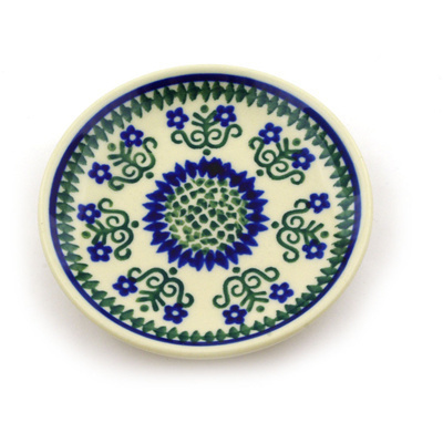 Polish Pottery Mini Plate, Coaster plate Fanciful Daisy