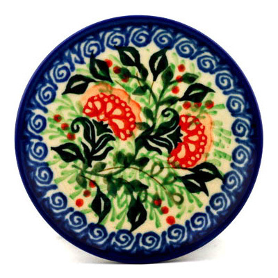 Polish Pottery Mini Plate, Coaster plate Fancy Fanfare UNIKAT