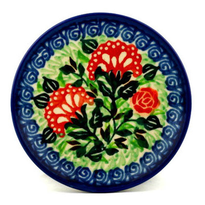 Polish Pottery Mini Plate, Coaster plate Fancy Fanfare UNIKAT