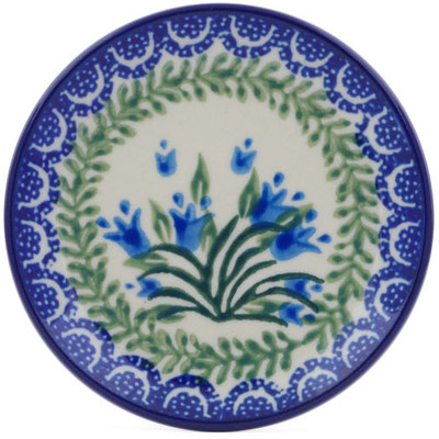 Polish Pottery Mini Plate, Coaster plate Feathery Bluebells
