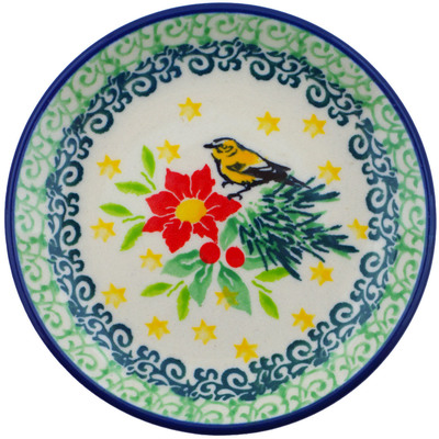 Polish Pottery Mini Plate, Coaster plate Festive Avian Delight UNIKAT