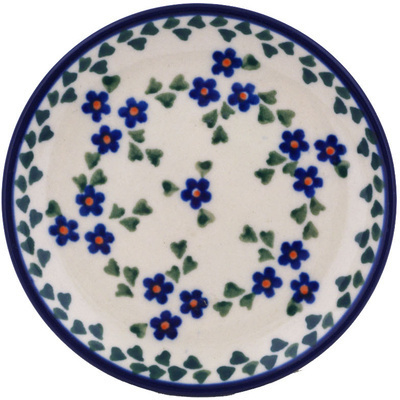 Polish Pottery Mini Plate, Coaster plate Forget Me Not Chain
