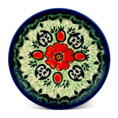 Polish Pottery Mini Plate, Coaster plate Four Leaf Clover UNIKAT