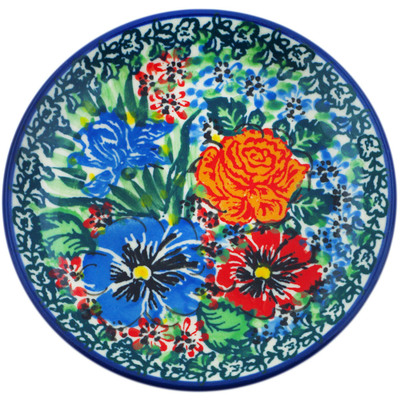 Polish Pottery Mini Plate, Coaster plate Fresh Blossoms UNIKAT