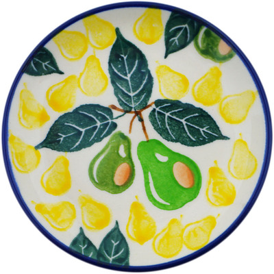 Polish Pottery Mini Plate, Coaster plate Fresh Pear