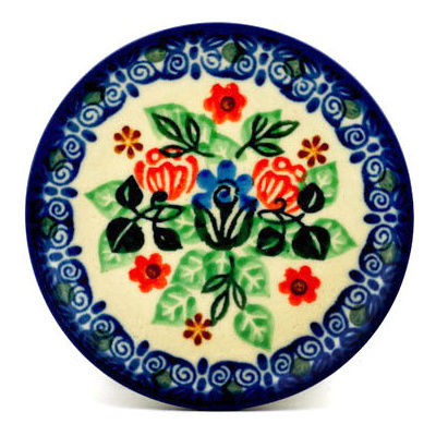 Polish Pottery Mini Plate, Coaster plate Garden Splendor UNIKAT