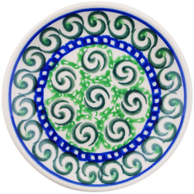 Polish Pottery Mini Plate, Coaster plate Green Galaxy