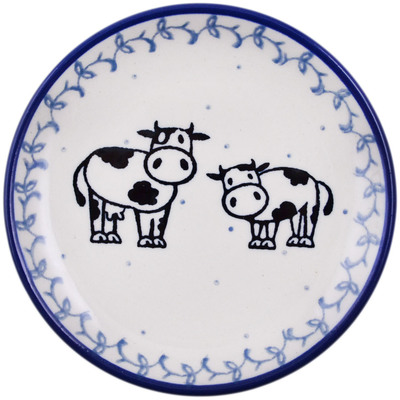 Polish Pottery Mini Plate, Coaster plate Happy Cows