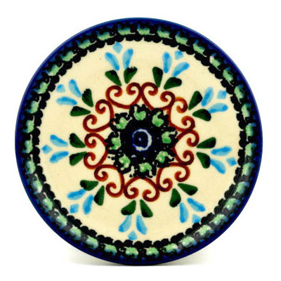 Polish Pottery Mini Plate, Coaster plate Heart Vines UNIKAT