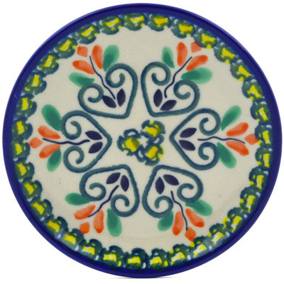 Polish Pottery Mini Plate, Coaster plate Heart Vines UNIKAT