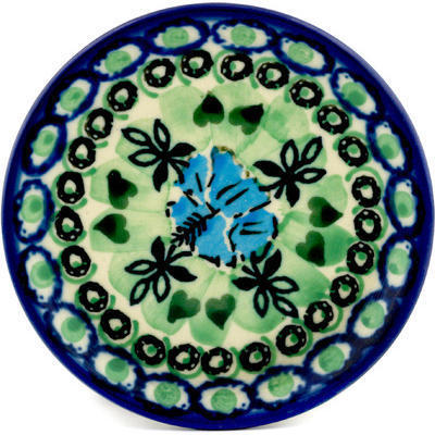 Polish Pottery Mini Plate, Coaster plate Hibiscus Dreams UNIKAT
