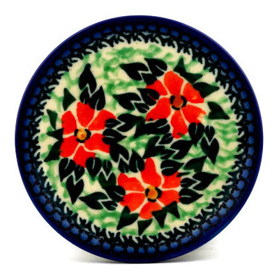 Polish Pottery Mini Plate, Coaster plate Holiday Bouquet UNIKAT