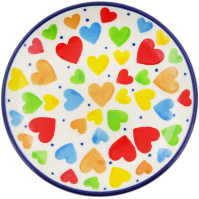 Polish Pottery Mini Plate, Coaster plate In Love With Love UNIKAT