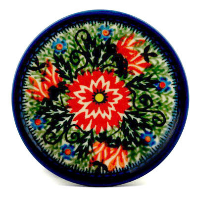 Polish Pottery Mini Plate, Coaster plate Intrepid Dahlia UNIKAT