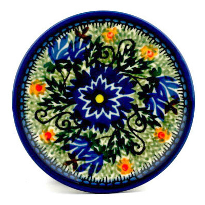 Polish Pottery Mini Plate, Coaster plate Intrepid Dahlia UNIKAT