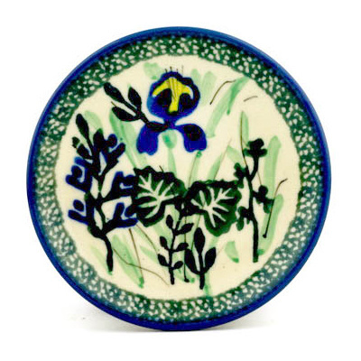 Polish Pottery Mini Plate, Coaster plate Iris Field UNIKAT