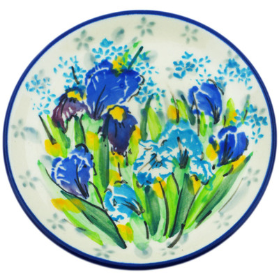 Polish Pottery Mini Plate, Coaster plate Iris Field UNIKAT