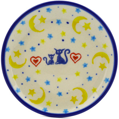 Polish Pottery Mini Plate, Coaster plate Kittens Of The Heart