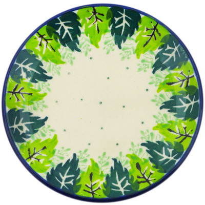 Polish Pottery Mini Plate, Coaster plate Leaves Of Green