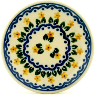 Polish Pottery Mini Plate, Coaster plate Little Daisy Dot